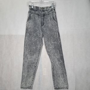 Vintage Bonjour Mom Jeans Gray Acid Wash Ultra High Waist Tapered Leg 80 Retro 8